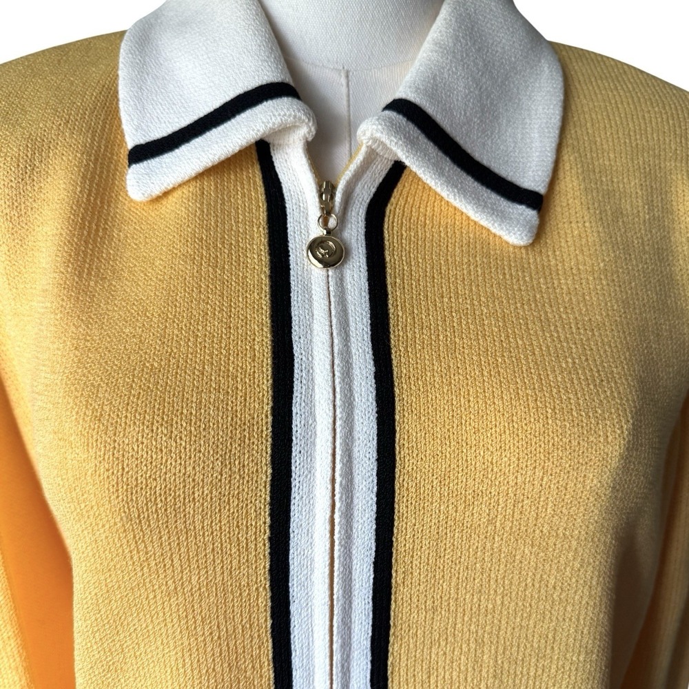 St John Collection Knit Sweater Jacket 14 Yellow Santana Zip - Picture 2 of 7